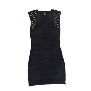 Forever 21 Black Bandage Bodycon Studded Sleeveless Mini Dress Size S